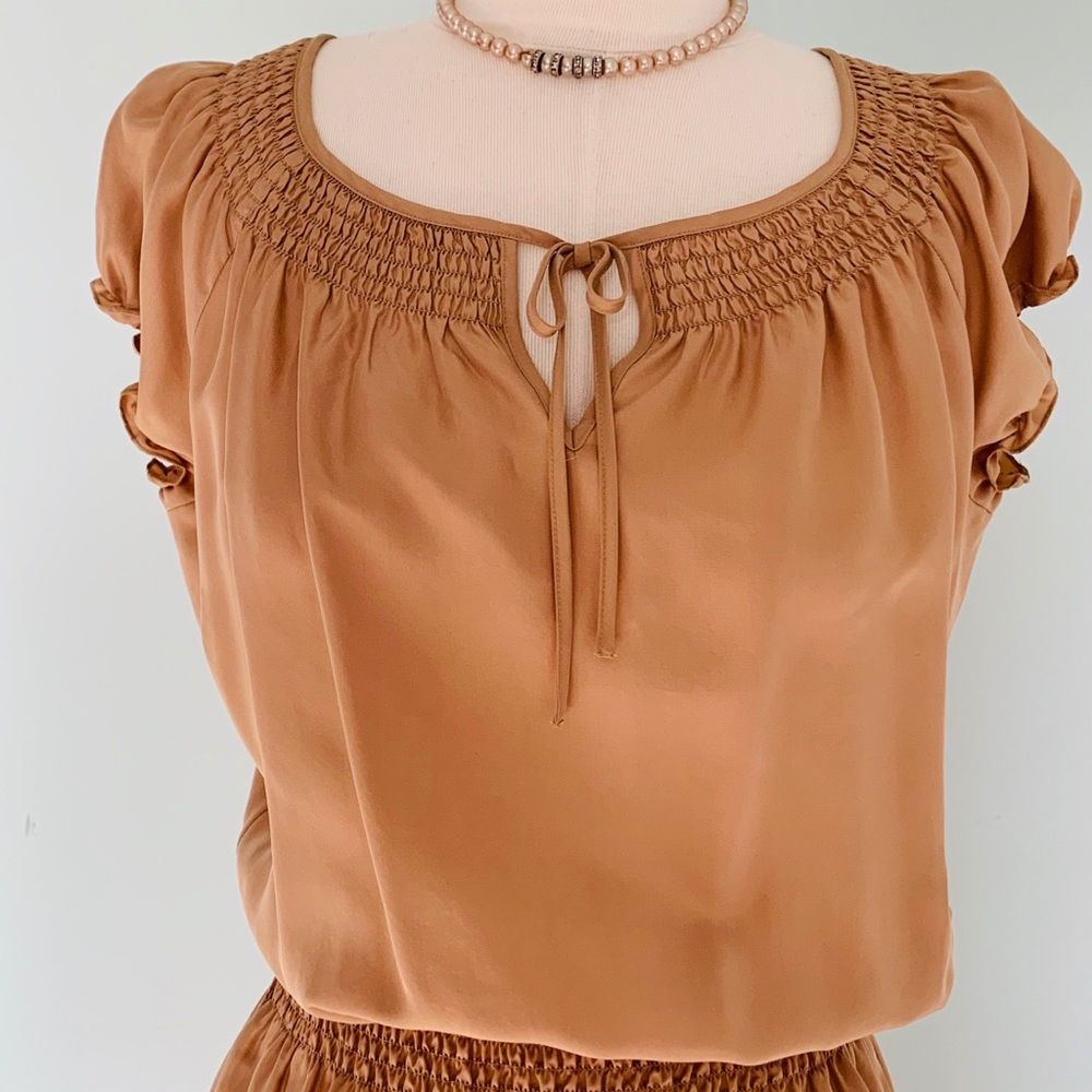 Talbots Petites Smocked Silk Dress Petite MP, NWT - Picture 5 of 7